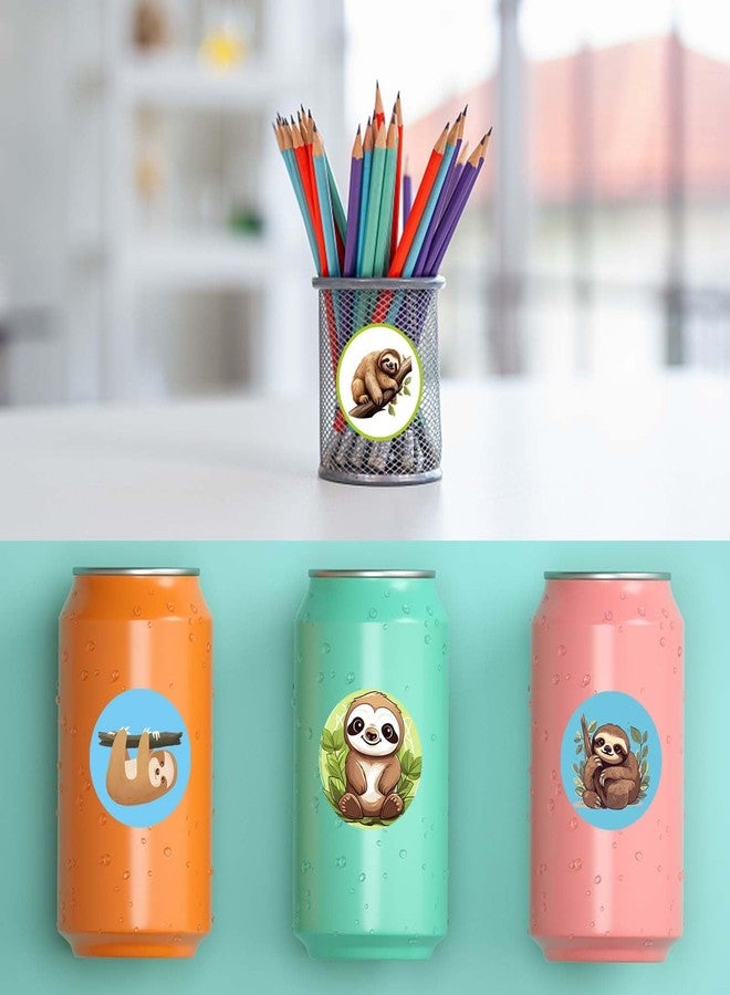 PIBIPAID 500 Pcs Sloth Animal Party Roll Stickers,Sloth Birthday Party Favors Supplies Decorations Goodie Bag Stuffers Prize Labels - Image 3